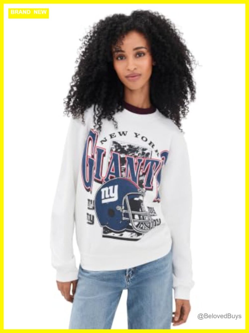 Junk Food Giants Graphic Fleece Sweatshirt Womens Crew Neck Long Sleeve